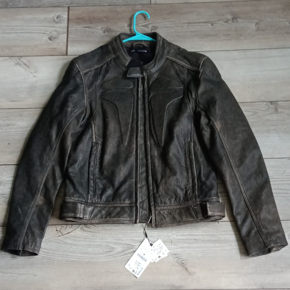 Zara leather coat 100% leather